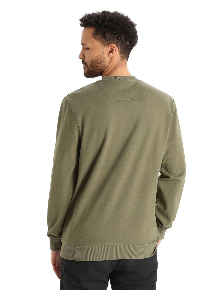 Loden Men's Icebreaker Merino Central II Long Sleeve Sweatshirt Hoodie | USA 1276FDNM